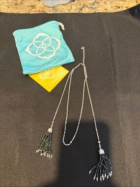 Kendra Scott Silver Necklace with Black Beaded Tassels